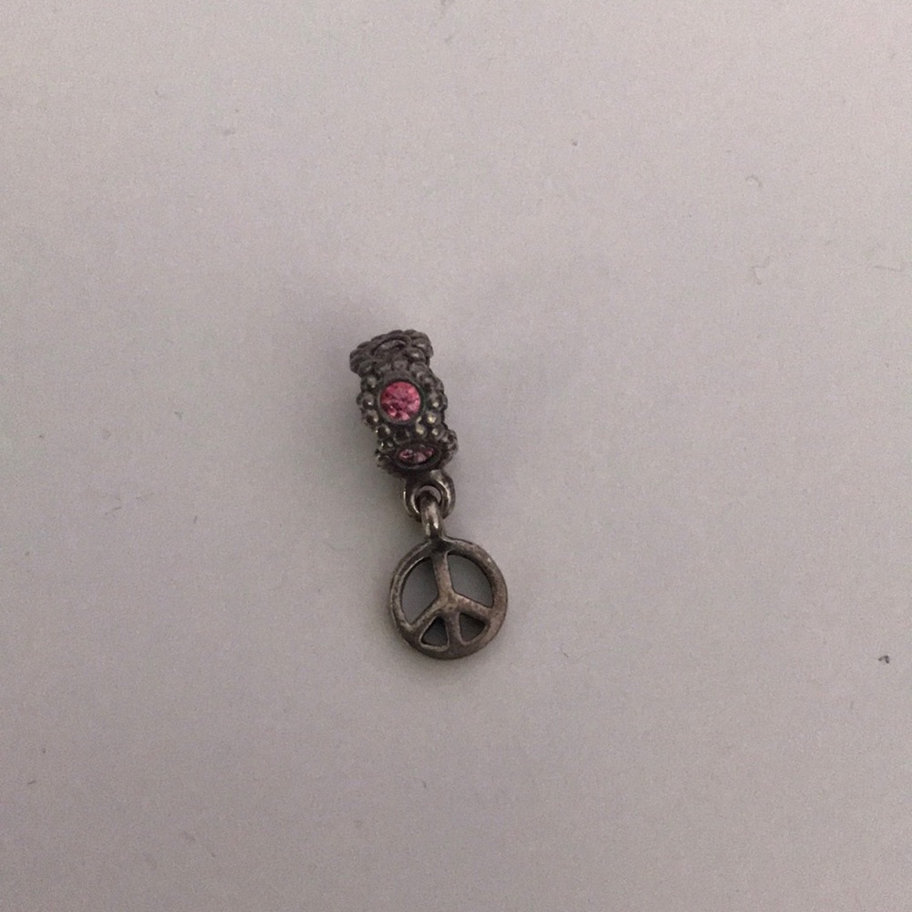 Peace sign and pink jewel pandora charm